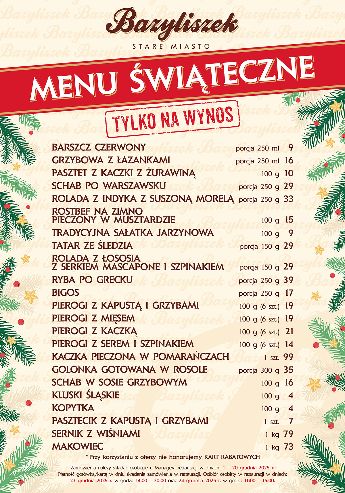 menu swiateczne na wynos 2025